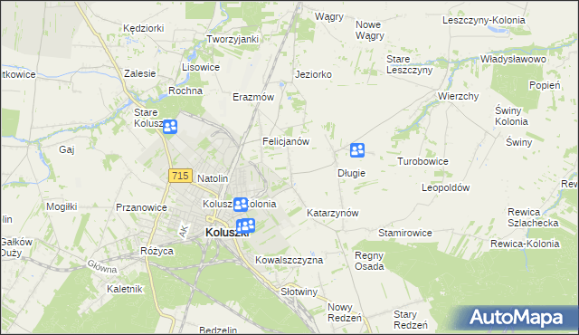 mapa Zygmuntów gmina Koluszki, Zygmuntów gmina Koluszki na mapie Targeo