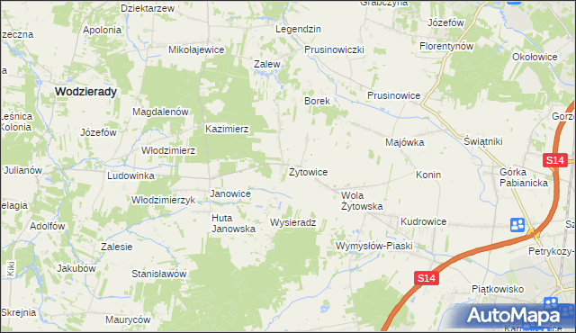 mapa Żytowice, Żytowice na mapie Targeo