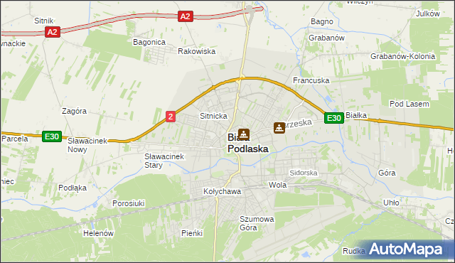 mapa Białej Podlaskiej, Biała Podlaska na mapie Targeo