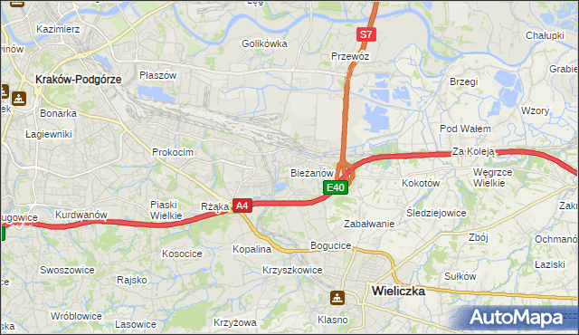 mapa Bieżanów, Bieżanów na mapie Targeo