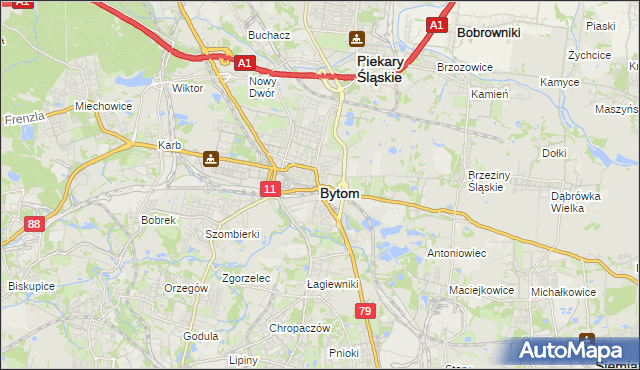 mapa Bytomia, Bytom na mapie Targeo