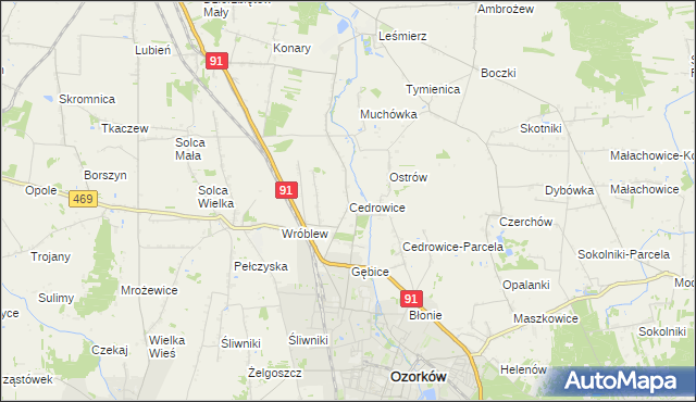 mapa Cedrowice, Cedrowice na mapie Targeo