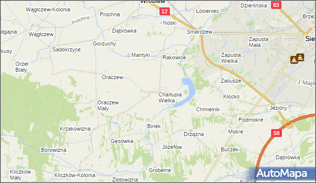 mapa Charłupia Wielka, Charłupia Wielka na mapie Targeo