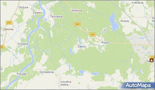 mapa Dębno gmina Wołów, Dębno gmina Wołów na mapie Targeo