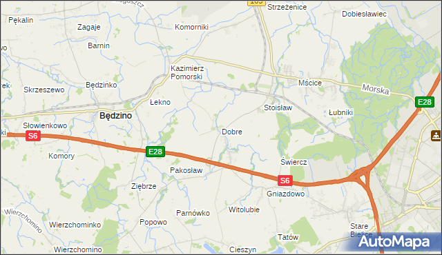 mapa Dobre gmina Będzino, Dobre gmina Będzino na mapie Targeo