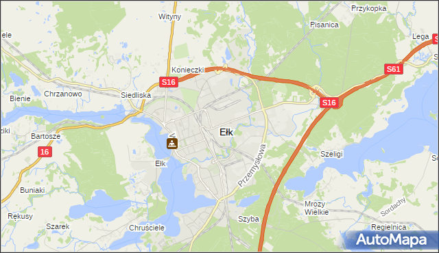 mapa Ełku, Ełk na mapie Targeo