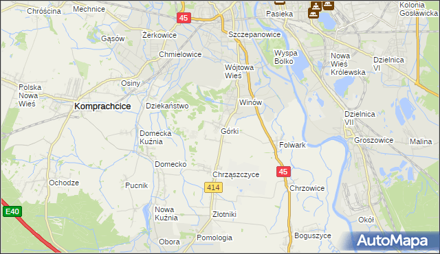 mapa Górki gmina Prószków, Górki gmina Prószków na mapie Targeo