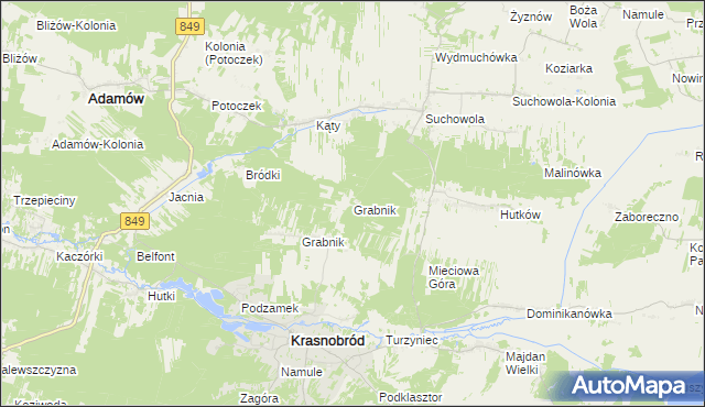 mapa Grabnik gmina Adamów, Grabnik gmina Adamów na mapie Targeo