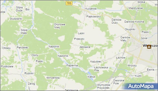 mapa Jeżowice, Jeżowice na mapie Targeo