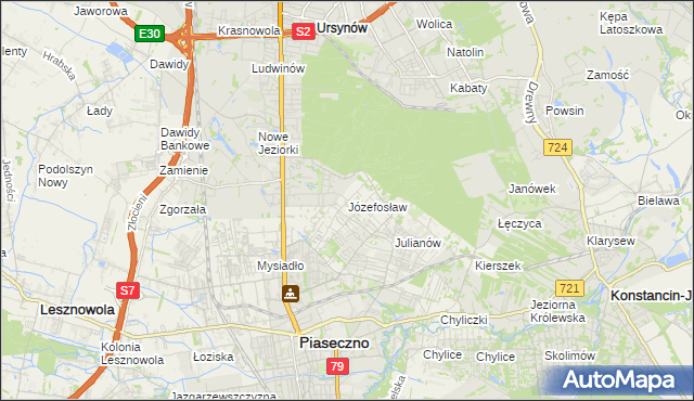 mapa Józefosław, Józefosław na mapie Targeo
