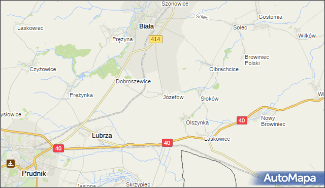 mapa Józefów gmina Biała, Józefów gmina Biała na mapie Targeo