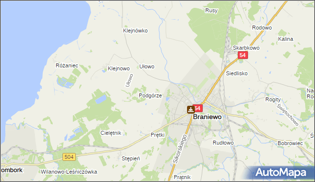 mapa Józefowo gmina Braniewo, Józefowo gmina Braniewo na mapie Targeo