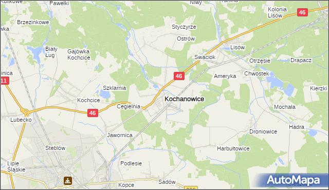 mapa Kochanowice, Kochanowice na mapie Targeo