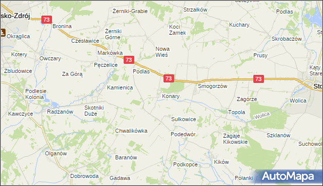 mapa Konary gmina Stopnica, Konary gmina Stopnica na mapie Targeo
