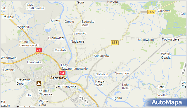 mapa Koniaczów, Koniaczów na mapie Targeo