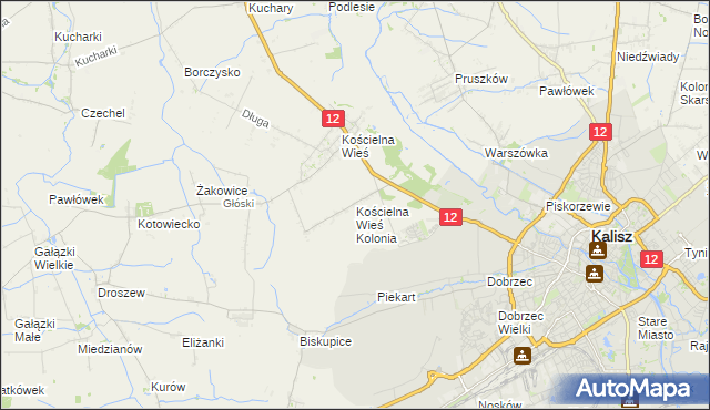 mapa Kościelna Wieś Kolonia, Kościelna Wieś Kolonia na mapie Targeo