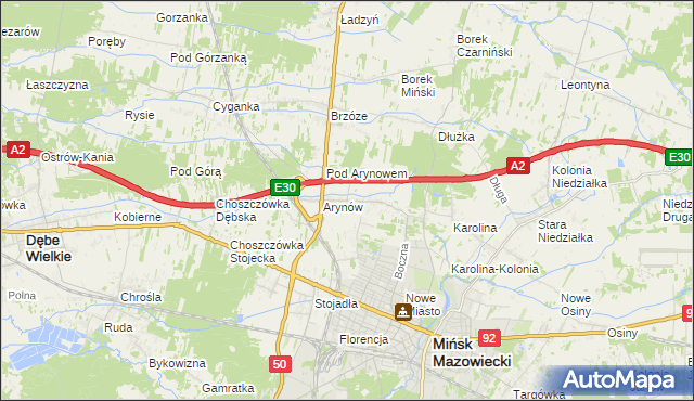 mapa Królewiec gmina Mińsk Mazowiecki, Królewiec gmina Mińsk Mazowiecki na mapie Targeo