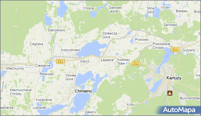 mapa Łapalice, Łapalice na mapie Targeo