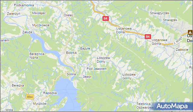 mapa Łobozew Dolny, Łobozew Dolny na mapie Targeo