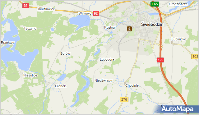 mapa Lubogóra, Lubogóra na mapie Targeo