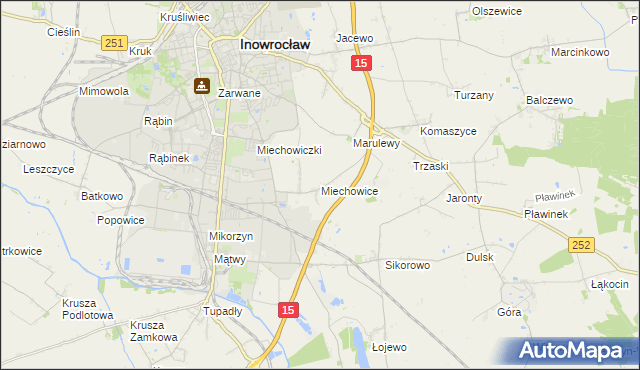 mapa Miechowice gmina Inowrocław, Miechowice gmina Inowrocław na mapie Targeo
