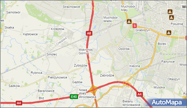 mapa Mokronos Dolny, Mokronos Dolny na mapie Targeo