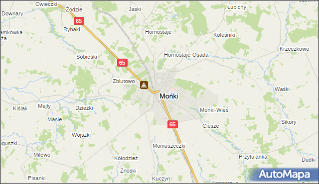 mapa Mońki, Mońki na mapie Targeo