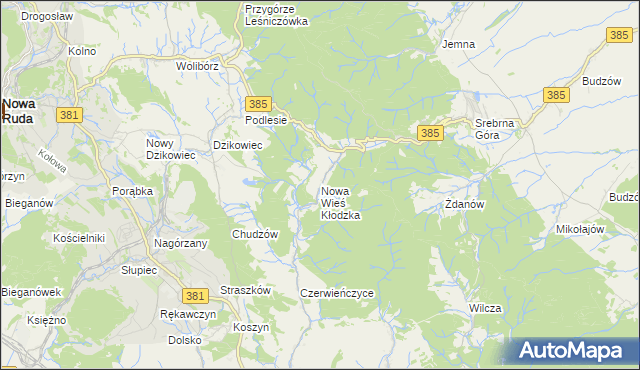 mapa Nowa Wieś Kłodzka, Nowa Wieś Kłodzka na mapie Targeo