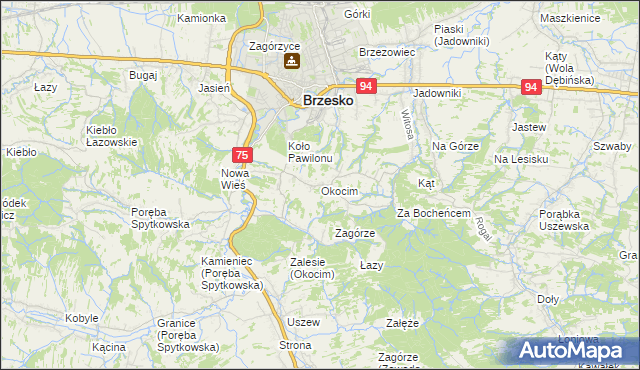 mapa Okocim, Okocim na mapie Targeo