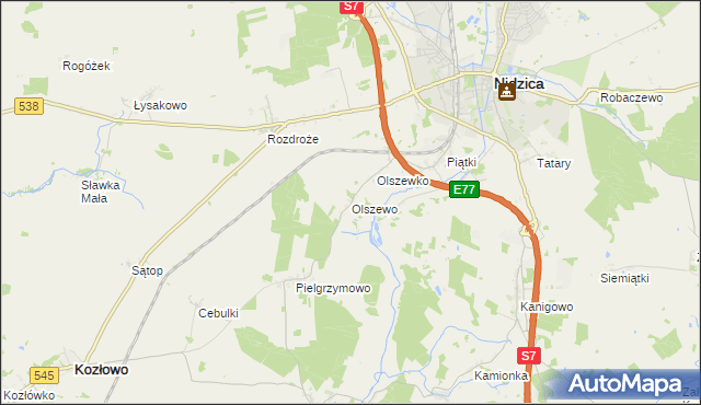 mapa Olszewo gmina Nidzica, Olszewo gmina Nidzica na mapie Targeo