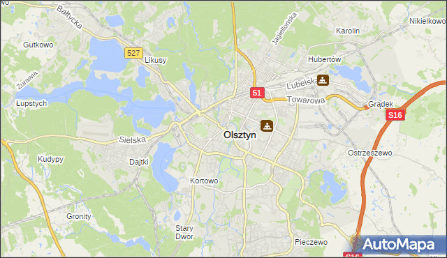 mapa Olsztyna, Olsztyn na mapie Targeo
