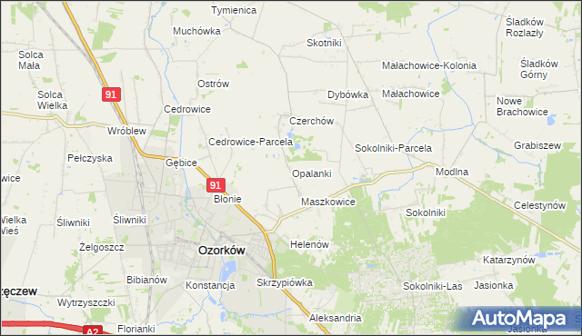 mapa Opalanki gmina Ozorków, Opalanki gmina Ozorków na mapie Targeo