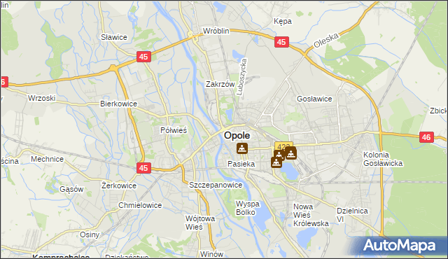 mapa Opola, Opole na mapie Targeo