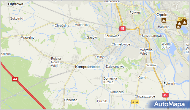 mapa Osiny gmina Komprachcice, Osiny gmina Komprachcice na mapie Targeo