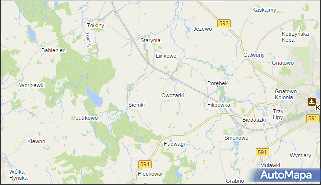 mapa Owczarki gmina Kętrzyn, Owczarki gmina Kętrzyn na mapie Targeo