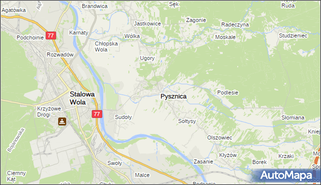 mapa Pysznica, Pysznica na mapie Targeo