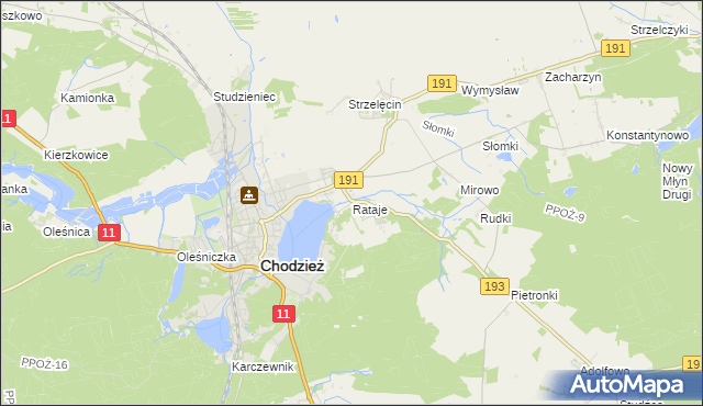 mapa Rataje gmina Chodzież, Rataje gmina Chodzież na mapie Targeo