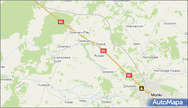 mapa Rybaki gmina Mońki, Rybaki gmina Mońki na mapie Targeo