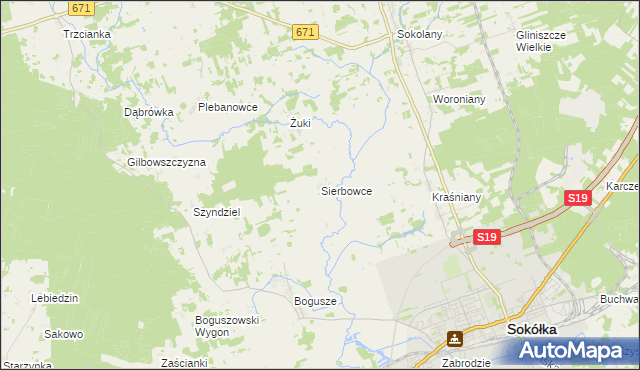 mapa Sierbowce, Sierbowce na mapie Targeo