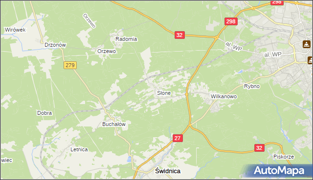 mapa Słone gmina Świdnica, Słone gmina Świdnica na mapie Targeo