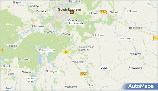 mapa Sokołowskie Rumunki, Sokołowskie Rumunki na mapie Targeo