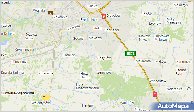 mapa Sołtyków gmina Skaryszew, Sołtyków gmina Skaryszew na mapie Targeo