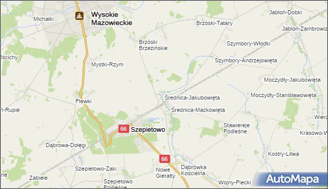 mapa Średnica-Jakubowięta, Średnica-Jakubowięta na mapie Targeo