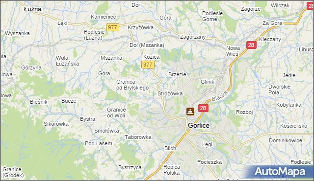 mapa Stróżówka, Stróżówka na mapie Targeo