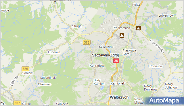 mapa Szczawno-Zdrój, Szczawno-Zdrój na mapie Targeo