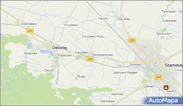 mapa Szczepankowo gmina Ostroróg, Szczepankowo gmina Ostroróg na mapie Targeo