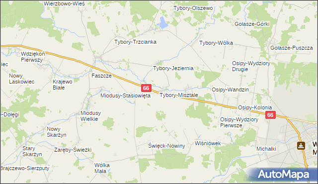 mapa Tybory-Misztale, Tybory-Misztale na mapie Targeo