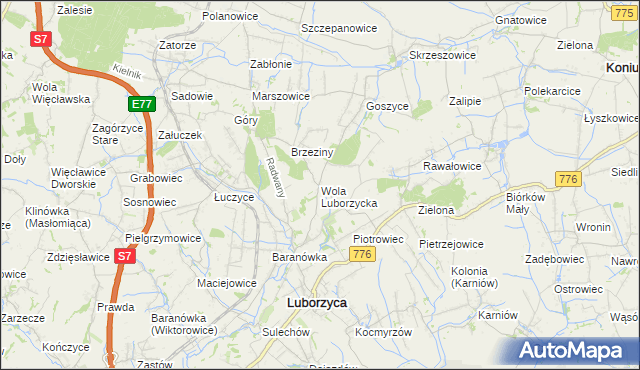 mapa Wola Luborzycka, Wola Luborzycka na mapie Targeo
