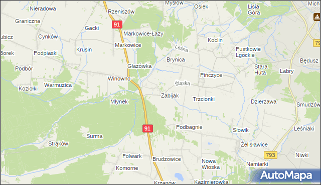 mapa Zabijak gmina Koziegłowy, Zabijak gmina Koziegłowy na mapie Targeo