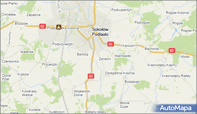 mapa Żanecin, Żanecin na mapie Targeo